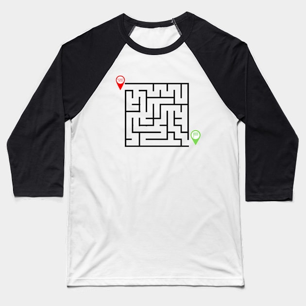 Maze Fun Labyrinth Baseball T-Shirt by TeeTee Design